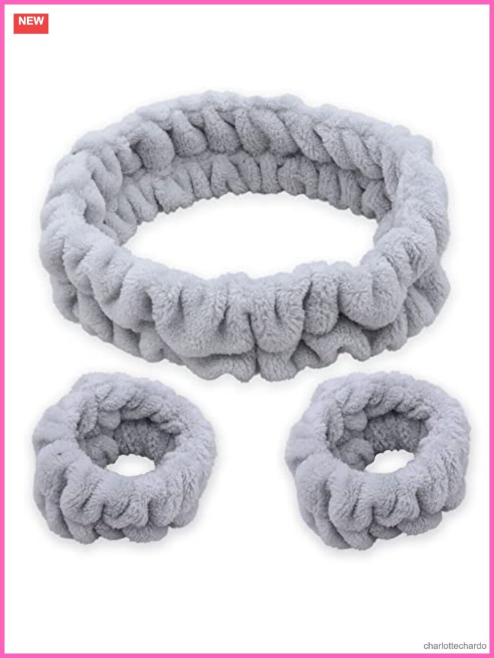 Fuzzy Fleece Spa Headband Wristbands Set for Face Washing Skincare